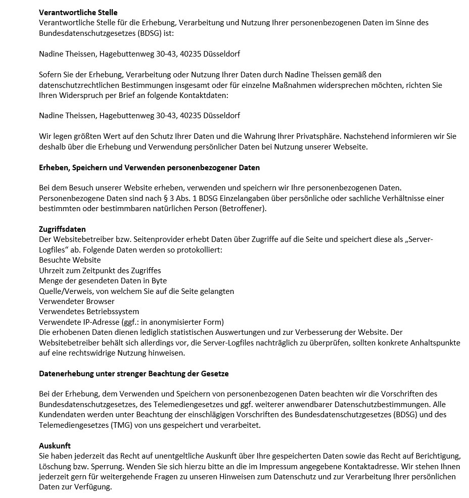 Datenschutzerkl&auml;rung